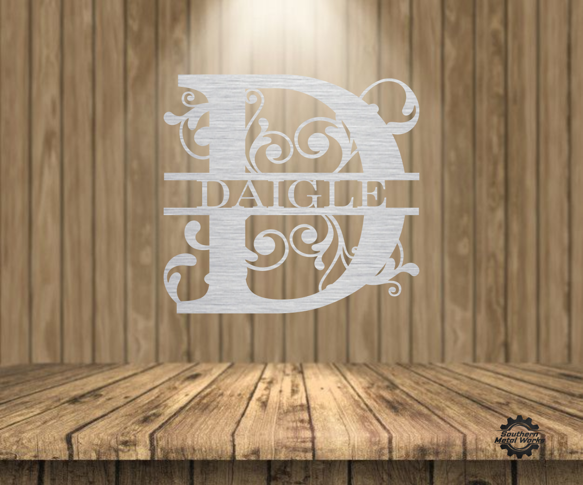 Personalized Split Letter Monogram-Metal Wall Art Décor